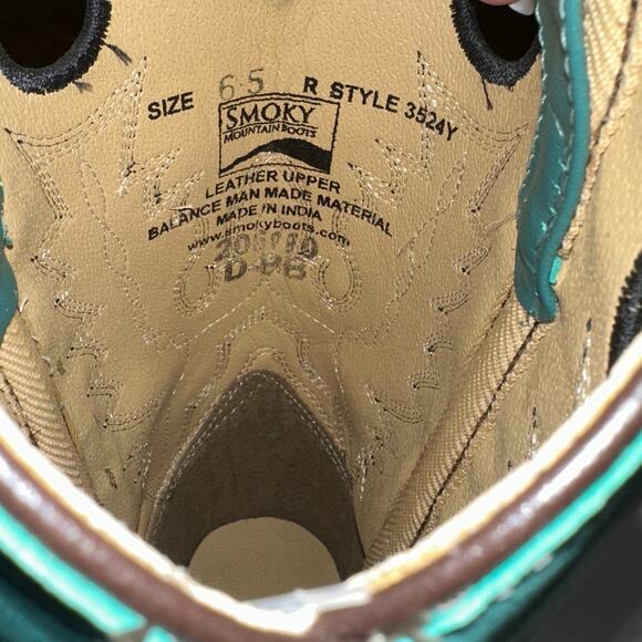 Smoky Mountain Girls' Turquoise/Brown Pueblo Western Boots Square Toe, Size 6.5Y - Picture 3 of 8